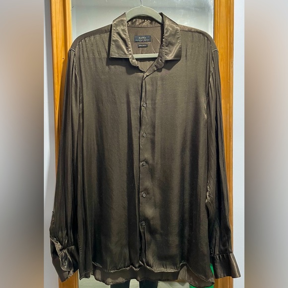 Velvet Dark Green Long Sleeves Shirt - Picture 1 of 5